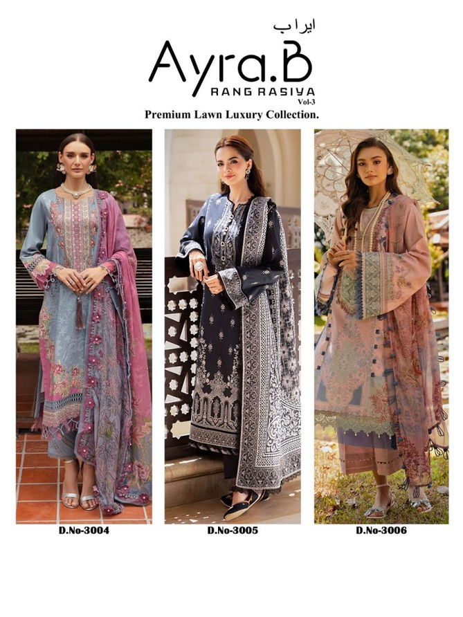 Sof Ayra B Vol 3 Lawn Cotton Pakistani Dress Material Wholesale Market In Surat
